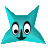 Pixelated teal star-shaped icon with large cartoon eyes and a small black downward-pointing arrow on its face, set against a solid gray background.