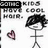 Pixelated image showing a stick figure with spiky black hair, a pink heart, and text reading "GOTTA KIDS COOL" on the left, next to a person with dark hair and a dark jacket on the right.