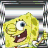 Yellow sponge character with large eyes and open mouth in multiple poses within a of metallic frames