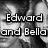 A four- displays text and images: top-left shows 'Edward and Bella' over a black-and-white image, top-right reads 'are jealous', bottom-left states 'of me + Devin' with a dark background