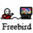 Pixelated icon shows a figure with white face and red clothing holding a guitar, connected by a cable to a monitor displaying colorful abstract shapes, with 'Freebird' text below on white background.