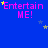 Blue background with pink text 'Entertain ME!' repeated across the , yellow and gray stars scattered throughout