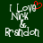 Green background with white pixelated text reading 'I Love Niyk & Brandon' and a red heart symbol above the word 'Love'.