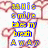 Yellow and blue pixelated text reads 'His smile takes my breath away' over a white background with pink heart-shaped key outlines.