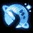 Pixelated blue fish-shaped icon with glowing effects and "DON'T PANIC" text in a contact sheet layout showing multiple animation frames.