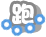 Two side-by-side pixelated images of a Chinese character with blue circular accents on a gray background.