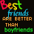 Two side-by-side animated frames of a pixel art buddy icon with rainbow-colored text and a star symbol on black background.