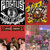 Static pixel grid divided into four quadrants with distinct color schemes and patterns, including grayscale, red, and multicolor sections.
