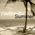 Pixelated beach scene with palm tree, ocean, and sky; partial text 'Summer' visible on right side of image.