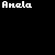 pixelated 'Anela' text icons with pink heart animations on a black background, varying in color and animation state