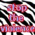 A split-screen image with a black-and-white zebra-stripe background on the left and a colorful pixelated background on the right, displaying text in red and black.