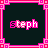 Animated contact sheet of a pixel art character in pink and white, showing text variations and pose changes across 14 frames with a pink grid border on dark background.