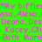 Green background with repeated pink text 'My biffles? My biffles?' and names like Alexa, Deano, Kacey, Both Mari ; small blue stars scattered throughout
