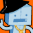Pixelated cartoon character with blocky blue face, black hat, and gold chain in three background variations: orange, yellow, green.