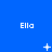 Blue background with repeated white text 'Ella' and changing pixelated symbols in a