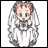 A pixelated anime-style character with long gray hair and red highlights stands on a white background, next to black text reading "Anime IM" and "COM" in stylized fonts.