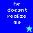 Pixelated text 'he doesnt realize me' on blue and cyan backgrounds with a star icon, showing color variations.