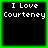 Four identical pixelated text arranged in a , each displaying "I Love Courtney" on black background with green border