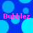 A 4-frame animated contact sheet showing a blue background with light blue circles and pink "Bubblez" text repeated across four panels.