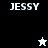 Pixelated text 'JESSY' appears in white on black, gray, and light blue backgrounds with two distinct star-shaped figures.