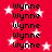 Red background with white stars and repeated black text "Wynne" in a pattern