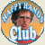 Two side-by-side animated frames of a circular buddy icon featuring a character with dark curly hair and glasses, surrounded by text reading "NAPOLI DYNAMITE" at the top and "Club" below, on a yellow-orange background with blue border.