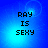 Blue background with pixelated text 'RAY IS SEXY' in black, showing subtle animation changes across four