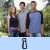 Group of four people standing outdoors with greenery background, text elements change across frames.