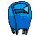 Blue cartoon character with yellow belly in multiple poses including standing, holding banana, and bending over.