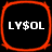 Four identical square icons with rounded corners, each featuring a black background and red border displaying 'LY$OL' in white pixelated text.