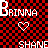 Pixelated red and black checkered background with white text reading 'BRINNA' above a heart symbol and 'SHANE' below.
