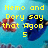 Animated sequence of two cartoon fish with yellow text overlays on a blue background.