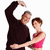 A split-screen image shows a dancing couple on the left and bold red text on black background with exclamation marks.
