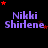 Pixelated text "Nikki Shirlene" in purple with red stars on a black background, arranged in a with animated star positions