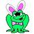 A pixelated green cartoon frog wearing pink bunny ears and a bow tie, positioned next to green text reading "Original Icons .com" on a dark background.