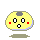 Yellow pixelated character with gray top, red cheeks, and blue outline showing five distinct facial expressions
