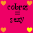 A static pixel art image with a bright pink background featuring repeated text and heart symbols in orange and yellow.