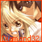 Anime-style character with blonde hair and brown eyes, wearing a white shirt under blue overalls, displayed in a of