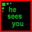 Animated sequence of text fragments on black background with red border, displaying phrases about Santa and a stalker.