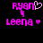 Pixelated text 'RYAN' and 'LEENA' in bright pink with a heart symbol, displayed on black background.