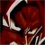 Pixelated red and white image with curved light streaks against a dark background, showing partial abstract shapes.