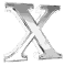 Nine silver X-shaped icons arranged in a on gray background, each with distinct metallic shading variations