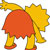 Pixelated character with orange torso, yellow limbs, and large yellow star on back, standing against white background.