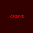 Four display the word 'clara' in red pixelated text against dark brown, olive green, bright yellow, and muted brown backgrounds