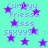 A static image with a light cyan background filled with purple stars and repeated text in pixelated font.
