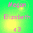 Green background with yellow gradient center, pink text 'Megan', 'Elizabeth', and '<3' arranged in vertical