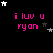 Pixelated pink text 'i luv u ryan' on black background with white and gray stars, animated star positions across frames.
