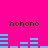 Bright pink background with four 'hohono' text blocks and cyan audio waveforms in two , each showing distinct waveform patterns