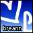 Two side-by-side pixelated images of a blue background with white curved lines and the text 'breann' in black and blue boxes.