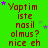 Green background with repeated red text 'Yaptim iste nasil olmus? nice eh' and scattered purple and gray stars.